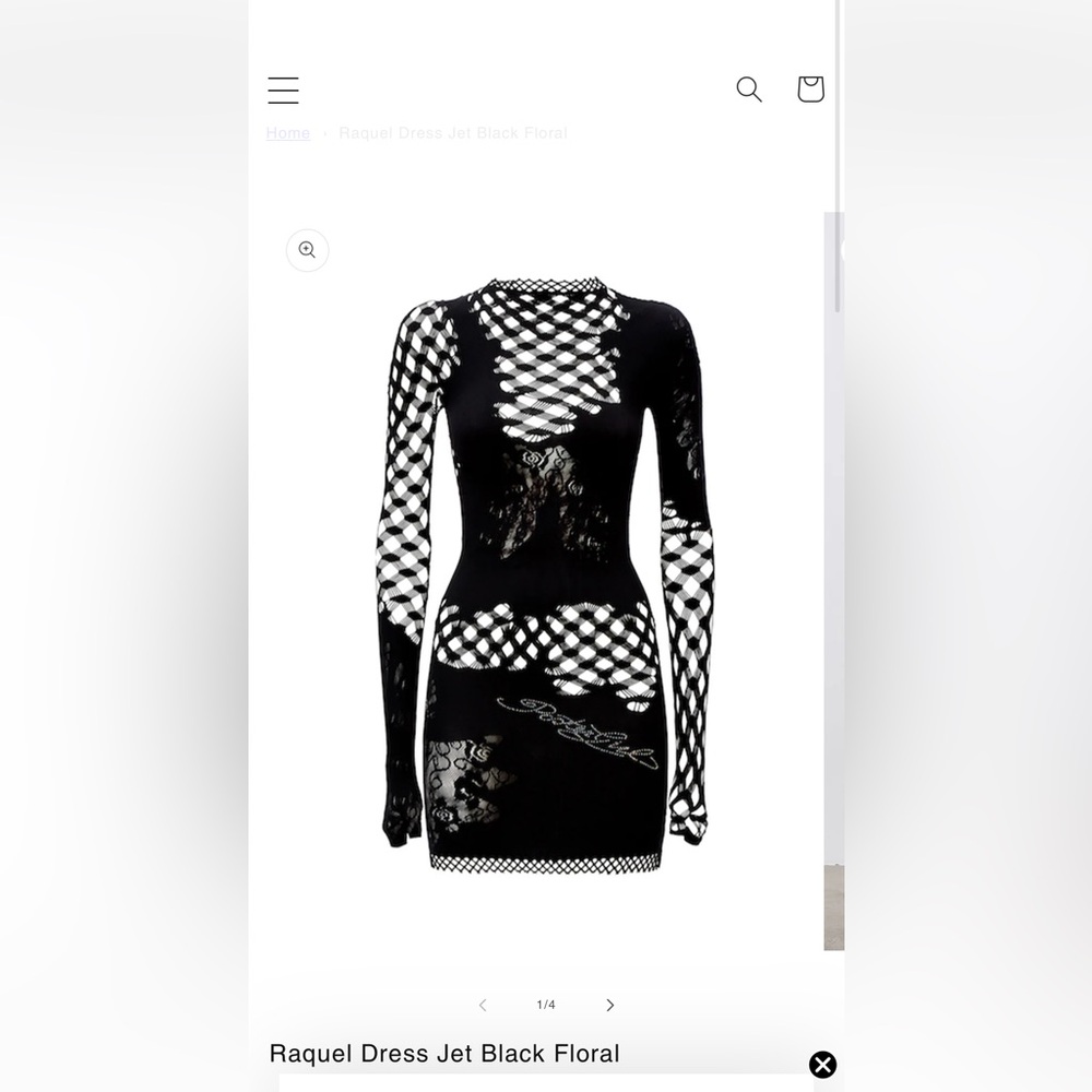 Poster girl Raquel dress black rhinestone long sleeve